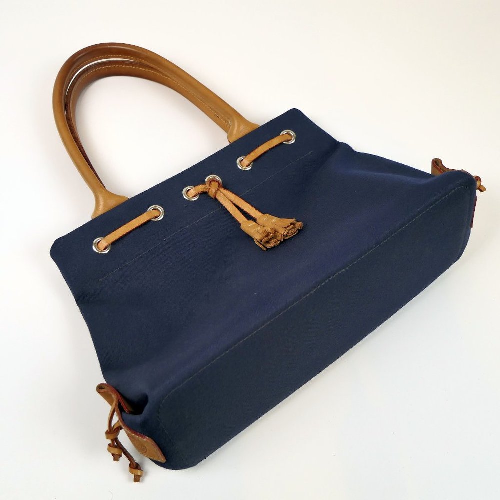 Dooney & Bourke Blue Canvas and Brown Leather Shoulder / Hand Bag - Picture 1 of 10